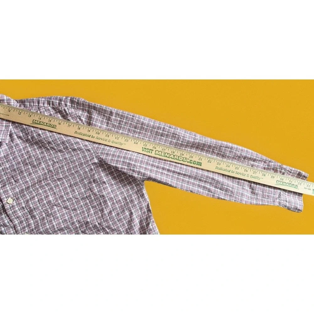 Banana Republic Tailored Slim Fit Button Up Shirt XL Red Jersey Brick Pattern